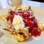 Strawberry crepes and tea made for the perfect breakfast at Smitty's in Jasper