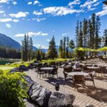 The patio and mountain view from Stoney's Grill